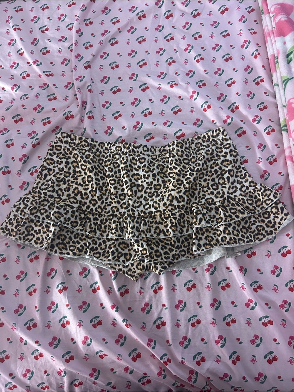 Leopard Print Ruffle Mini Skort- Brown - Picture 5 of 6